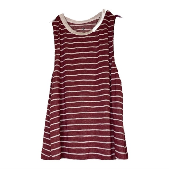 SO Maroon/White Striped Tank Top - Picture 1 of 9